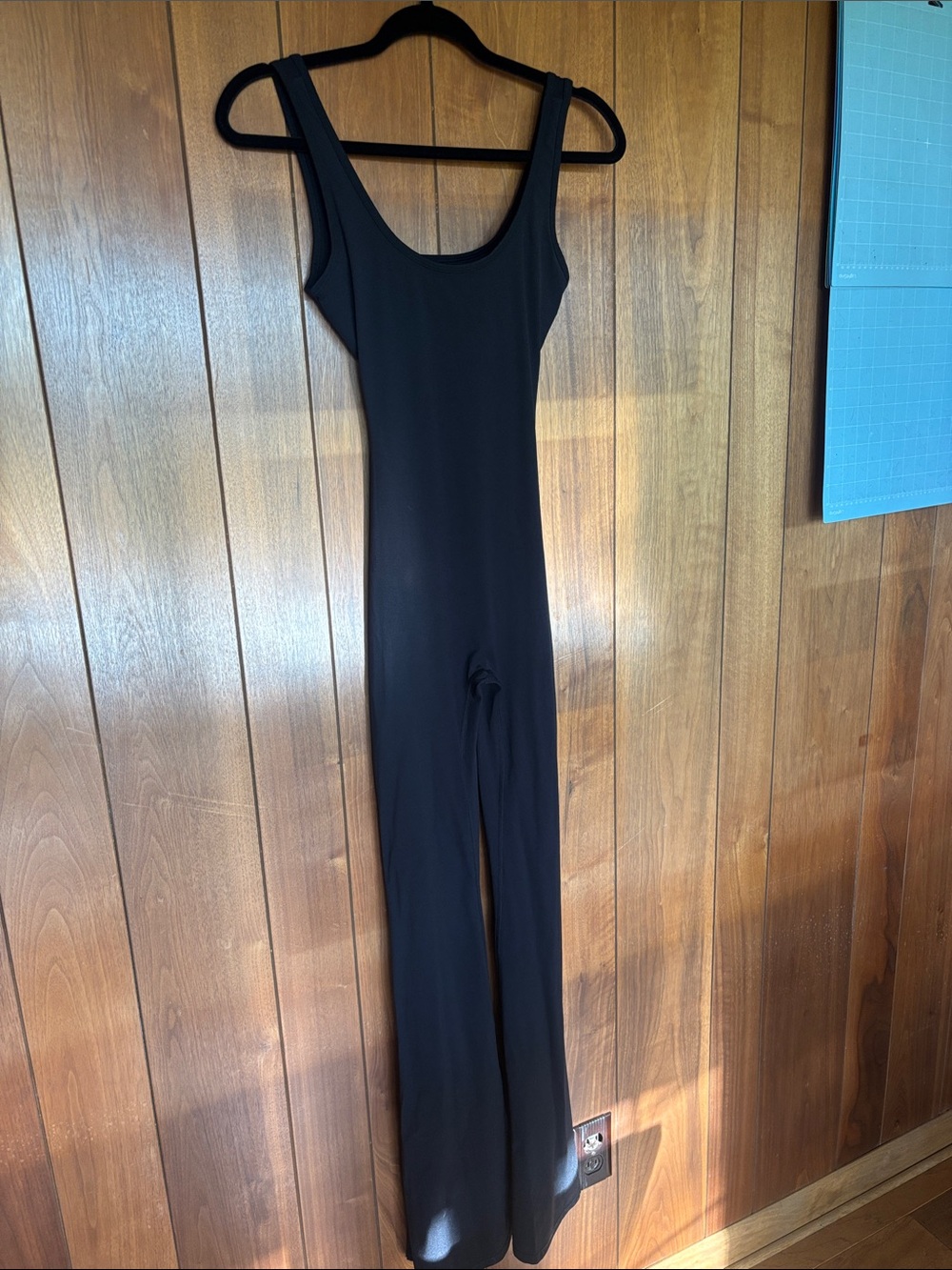 Sleek Black Scoop Neck Jumpsuit